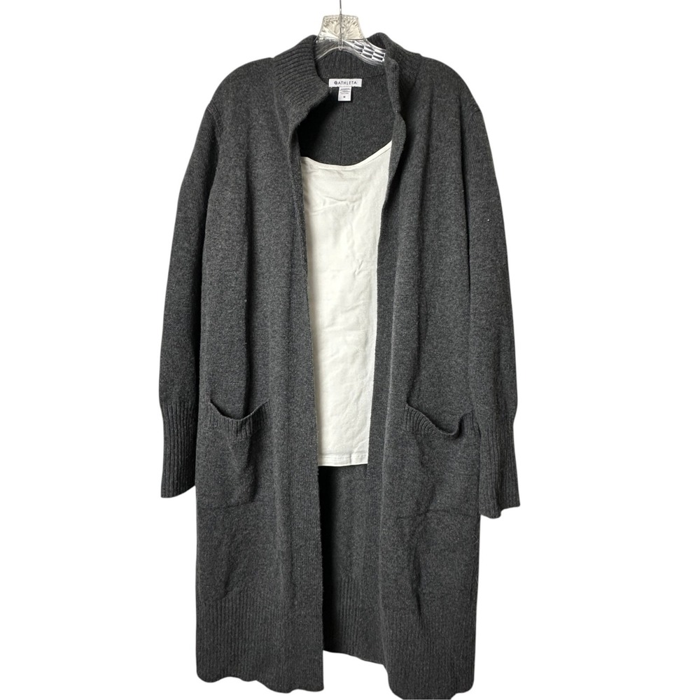 Athleta Cardigan Womens Medium Gray Alpine Spirit Wrap Merino Wool Cashmere